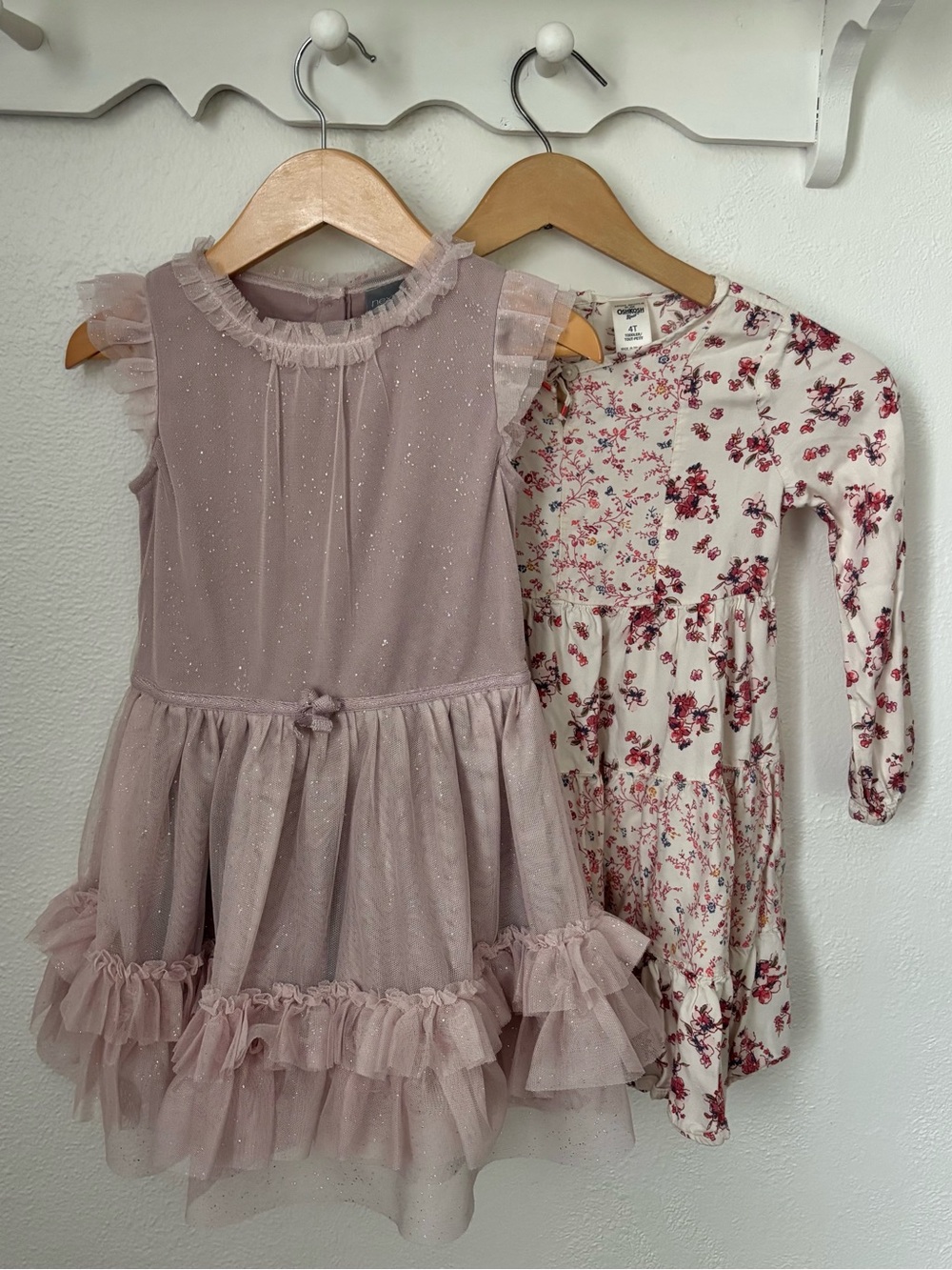 4T Boho Girls Dress Bundle Next + OshKosh Cottagecore Floral Tulle Dress Set